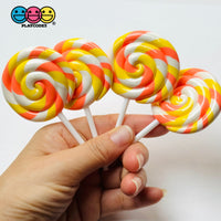 Lollipop Candy Corn Fake Food Charm Rainbow Lollipops Resin Fake Bake Cabochons 3 pcs Fake Food
