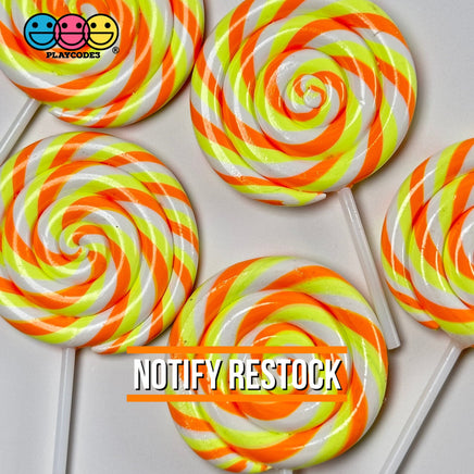 Lollipop Candy Corn Fake Food Charm Rainbow Lollipops Resin Bake Cabochons 5 Pcs