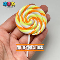 Lollipop Candy Corn Fake Food Charm Rainbow Lollipops Resin Bake Cabochons 5 Pcs