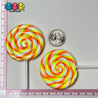 Lollipop Candy Corn Fake Food Charm Rainbow Lollipops Resin Bake Cabochons 5 Pcs