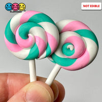 Lollipop Candy Pink Teal Swirl Fake Food Charm Bake Cabochons 10 Pcs Playcode3 Llc
