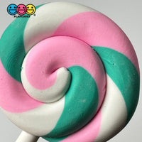 Lollipop Candy Pink Teal Swirl Fake Food Charm Bake Cabochons 10 Pcs Playcode3 Llc