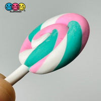 Lollipop Candy Pink Teal Swirl Fake Food Charm Bake Cabochons 10 Pcs Playcode3 Llc