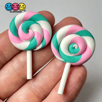 Lollipop Candy Pink Teal Swirl Fake Food Charm Bake Cabochons 10 Pcs Playcode3 Llc