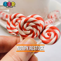 Lollipop Charms Candy Cane Red White Faux Food Charm Christmas Lollipops Polymer Clay Cabochons 10
