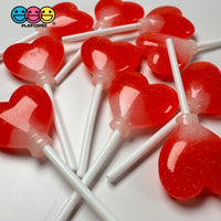 Lollipop Heart Red Glitter Valentine’s Day Holiday 3D Cabochons Decoden Charm 10 Pcs