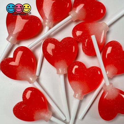 Lollipop Heart Red Glitter Valentine’s Day Holiday 3D Cabochons Decoden Charm 10 Pcs
