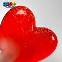 Lollipop Heart Red Glitter Valentine’s Day Holiday 3D Cabochons Decoden Charm 10 Pcs