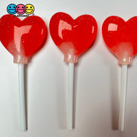 Lollipop Heart Red Glitter Valentine’s Day Holiday 3D Cabochons Decoden Charm 10 Pcs