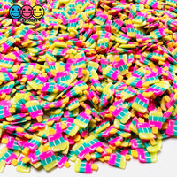 Lollipop On Stick Ice Pop Fimo 5Mm/10Mm Vibrant Yellow Green Hot Pink Fake Clay Sprinkles Confetti