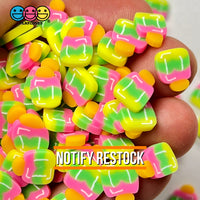 Lollipop On Stick Fimo Yellow Green Hot Pink Fake Clay Sprinkles Confetti Funfetti Sprinkle