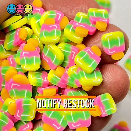 Lollipop On Stick Fimo Yellow Green Hot Pink Fake Clay Sprinkles Confetti Funfetti Sprinkle