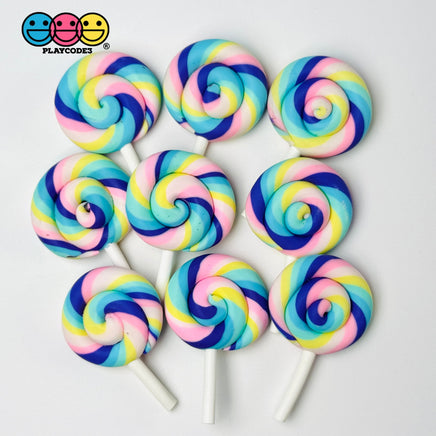 Lollipop Pastel Color Fake Food Charm Cabochons Decoden 10 Pcs