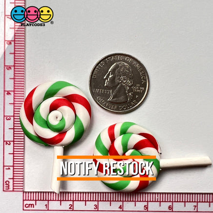 Lollipop Peppermint Red Green Swirl Fake Food Charm Lollipops Resin Bake Cabochons 10 Pcs