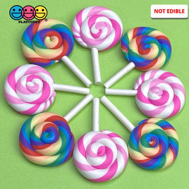 Lollipops Pink And Rainbow Charms (10 Pcs)