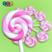 Lollipops Pink And Rainbow Charms (10 Pcs)