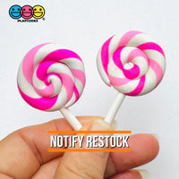 Lollipop Pink and Rainbow Charms Fake Food Realistic Candy Cabochons 10 pcs pink Fake Food