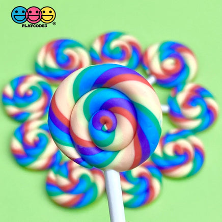 Lollipops Pink And Rainbow Charms (10 Pcs)