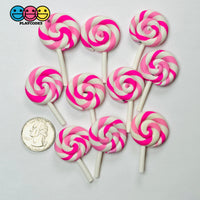 Lollipop Pink and Rainbow Charms Fake Food Realistic Candy Cabochons 10 pcs Fake Food