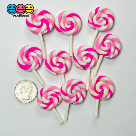Lollipop Pink and Rainbow Charms Fake Food Realistic Candy Cabochons 10 pcs Fake Food
