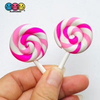 Lollipop Pink and Rainbow Charms Fake Food Realistic Candy Cabochons 10 pcs pink Fake Food