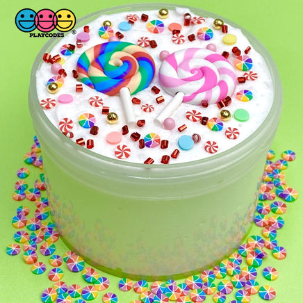 Lollipops Pink And Rainbow Charms (10 Pcs)