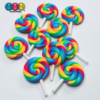 Lollipop Pink and Rainbow Charms Fake Food Realistic Candy Cabochons 10 pcs Fake Food
