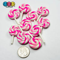 Lollipop Pink and Rainbow Charms Fake Food Realistic Candy Cabochons 10 pcs Fake Food