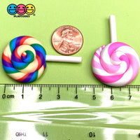 Lollipops Pink And Rainbow Charms (10 Pcs)