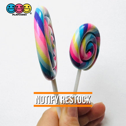 Lollipop Pink Yellow Blue Purple Fake Food Charm Rainbow Lollipops Resin Fake Bake Cabochons 3 pcs Fake Food