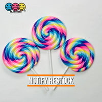Lollipop Pink Yellow Blue Purple Fake Food Charm Rainbow Lollipops Resin Fake Bake Cabochons 3 pcs Fake Food