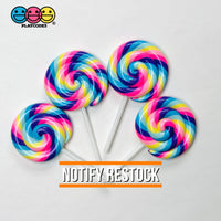 Lollipop Pink Yellow Blue Purple Fake Food Charm Rainbow Lollipops Resin Fake Bake Cabochons 3 pcs Fake Food