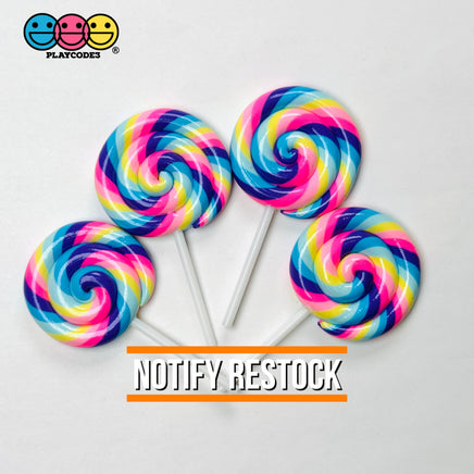 Lollipop Pink Yellow Blue Purple Fake Food Charm Rainbow Lollipops Resin Fake Bake Cabochons 3 pcs Fake Food