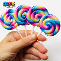 Lollipop Pink Yellow Blue Purple Fake Food Charm Rainbow Lollipops Resin Fake Bake Cabochons 3 pcs Fake Food