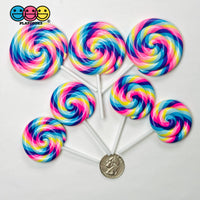 Lollipop Pink Yellow Blue Purple Fake Food Charm Rainbow Lollipops Resin Fake Bake Cabochons 3 pcs Fake Food
