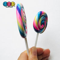 Lollipop Pink Yellow Blue Purple Fake Food Charm Rainbow Lollipops Resin Fake Bake Cabochons 3 pcs Fake Food