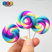 Lollipop Purple Blue Yellow Pink Fake Food Charm Cabochons Decoden 10 Pcs