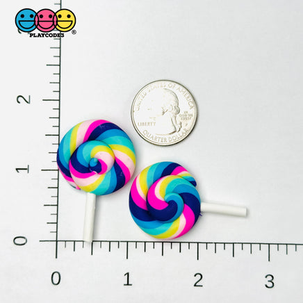 Lollipop Purple Blue Yellow Pink Fake Food Charm Cabochons Decoden 10 Pcs