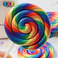 Lollipop Rainbow Fake Food Charm Lollipops Resin Bake Cabochons 5 Pcs