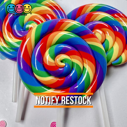 Lollipop Rainbow Fake Food Charm Lollipops Resin Bake Cabochons 5 Pcs