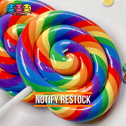 Lollipop Rainbow Fake Food Charm Lollipops Resin Bake Cabochons 5 Pcs