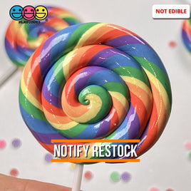 Lollipop Rainbow Fake Food Charm Lollipops Resin Bake Cabochons 5 Pcs