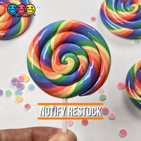 Lollipop Rainbow Fake Food Charm Lollipops Resin Bake Cabochons 5 Pcs