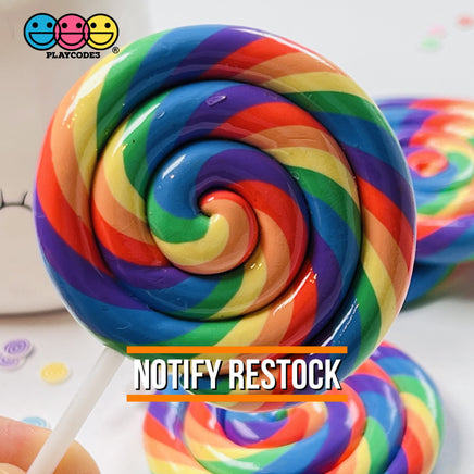 Lollipop Rainbow Fake Food Charm Lollipops Resin Bake Cabochons 5 Pcs