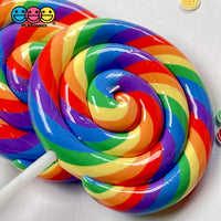 Lollipop Rainbow Fake Food Charm Lollipops Resin Bake Cabochons 5 Pcs