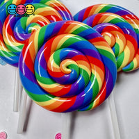 Lollipop Rainbow Fake Food Charm Lollipops Resin Bake Cabochons 5 Pcs