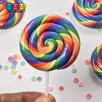 Lollipop Rainbow Fake Food Charm Lollipops Resin Bake Cabochons 5 Pcs