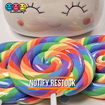 Lollipop Rainbow Fake Food Charm Lollipops Resin Bake Cabochons 5 Pcs
