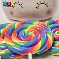 Lollipop Rainbow Fake Food Charm Lollipops Resin Bake Cabochons 5 Pcs
