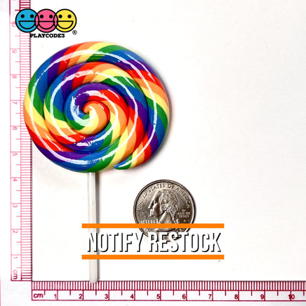 Lollipop Rainbow Fake Food Charm Lollipops Resin Bake Cabochons 5 Pcs